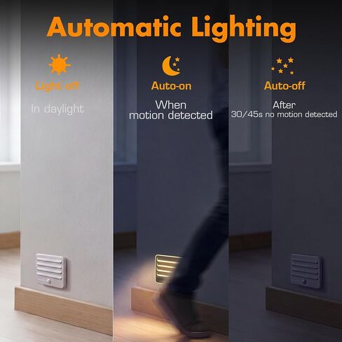 ايفربرايت مصابيح ليلية بجهاز استشعار حركة، ضوء LED دافئ ناعم، مصابيح ليلية تلقائية تعمل بالبطارية، ضوء ليلي لاصق لغرفة النوم والحمام والسلالم والخزانة، 9 بطاريات ايه ايه متضمنة (3 قطع) in Kuwait