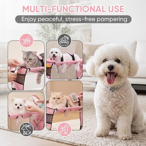 Dog Grooming Bath Hammock with Stand, Foldable for Small Dogs & Cats in Kuwait