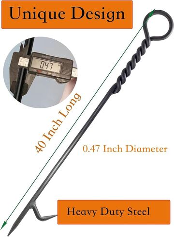 Fire Poker for Fireplace. 40 in Heavy Duty Fireplace Poker. Wrought Iron Steel Fire Pit Poker. Rust Resistant Black Finish Fire Poker for Fire Pit. Outdoor and Indoor Fireplace Fire Pit Tools in Kuwait