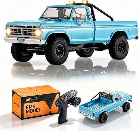 EAZYRC FMS FCX18 II Ford F-100 1/18 RC Crawler, RTR RC Truck Hobbygrade RC Car 4x4 Offroad Mini Rock Crawler with 2-Speed Transmission, Metal Gears, LED Lights for Adults and Collectors in Saudi Arabia