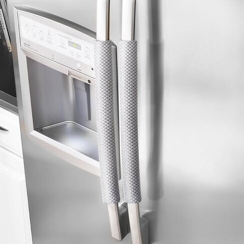 OUGAR8 Refrigerator Door Handle Covers Handmade Decor Protector for Ovens, Dishwashers.Keep Your Kitchen Appliance Clean from Smudges, Food Stains(3pcs, Rhombus Light Gray) in Saudi Arabia