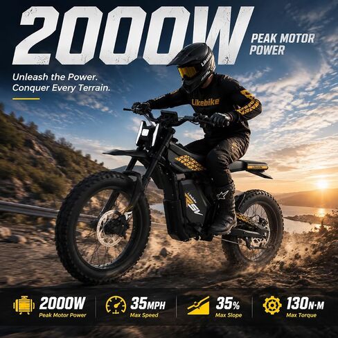2000W Electric Off-Road Dirt Bike Ipx6 Waterproof Outdoor Performance in Kuwait