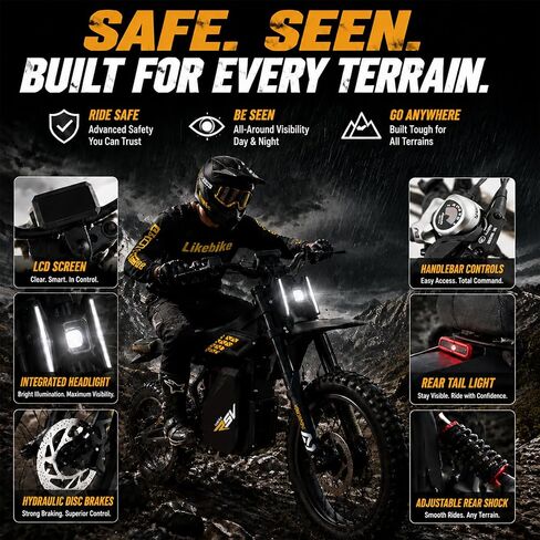 2000W Electric Off-Road Dirt Bike Ipx6 Waterproof Outdoor Performance in Kuwait