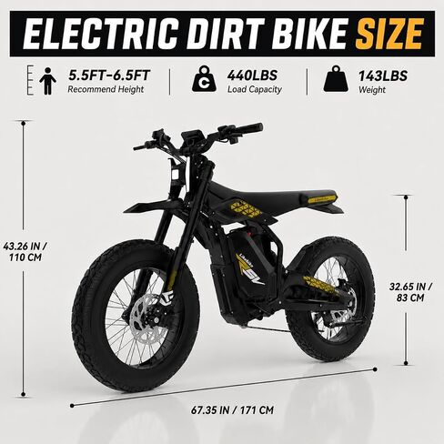 2000W Electric Off-Road Dirt Bike Ipx6 Waterproof Outdoor Performance in Kuwait