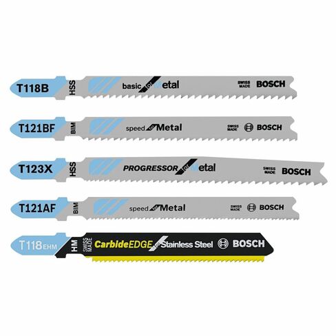 BOSCH T5002 T-Shank Multi-Purpose Jigsaw Blades, 10 Piece, Assorted, Jig Saw Blade Set for Cutting Wood and Metal in Kuwait
