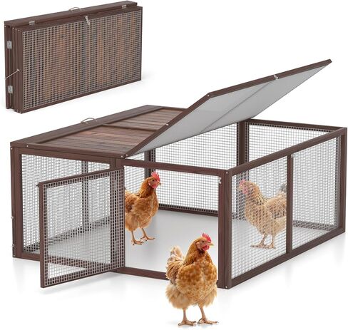 Chicken Coop, Wooden Rabbit Hutch w/Handle & Opening Doors(Wood) in Kuwait