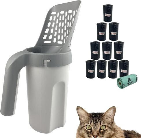 Cat Litter Scoop with Holder,2 in 1 Cat Scoop,215 Garbage Bags in Saudi Arabia