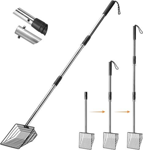 PETOCAT Cat Litter Scoop 43 inch Metal Litter Scooper with Stainless Steel Long Handle, Upgraded Large Kitty Box Scooper Heavy Duty Deep Shovel for Fast Sifting, Dog Waste Scooops for Outside Pet Poop in Kuwait