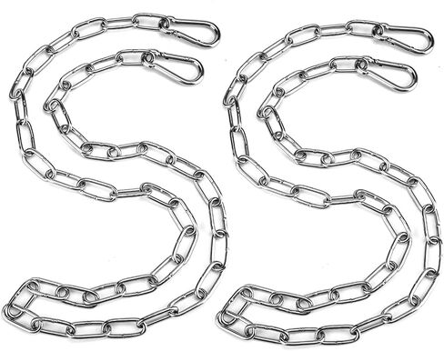 Hanging Chair Chain Set of 2 Stainless Steel Heavy Duty Hanging Kits with 4 Carabiners Hammock Chair Hardware for Indoor Outdoor Playground Hanging Chair Hammock Chair Punching Bags - 23.62" in Kuwait