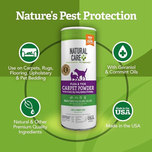 Natural Care Flea & Tick Carpet Powder, Flea Carpet Treatment, 8.1oz in Kuwait