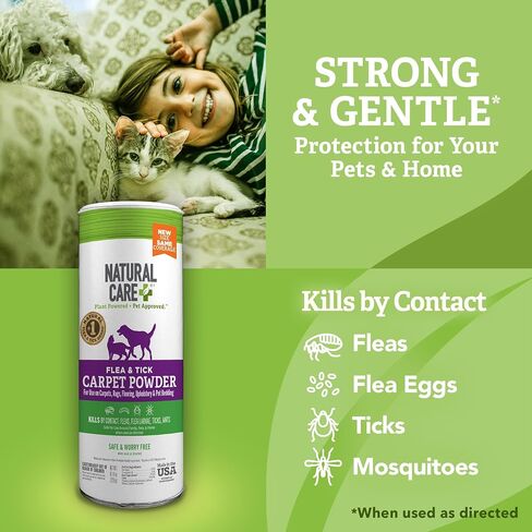 Natural Care Flea & Tick Carpet Powder, Flea Carpet Treatment, 8.1oz in Kuwait