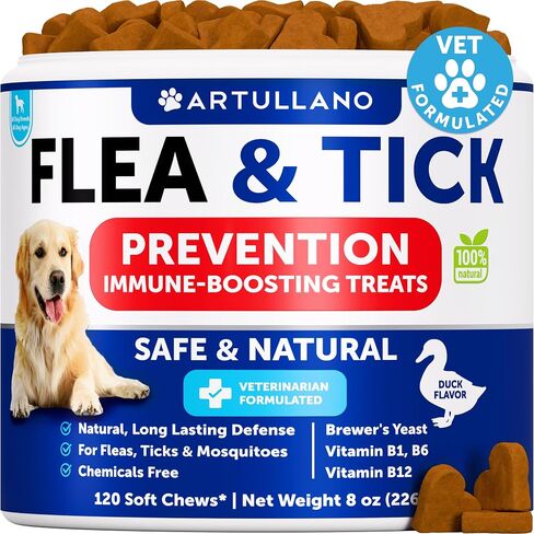 Flea and Tick Support for Dogs - 120 Chews - Dog Flea Chewables in Kuwait