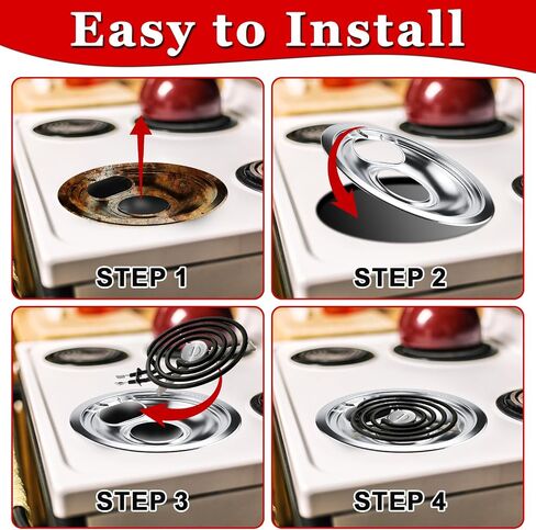 Cenipar WB31T10010 Burner Drip Pans 6 Inch (2 Pack)& WB31T10011 Electric Stove Drip Pans 8 Inch (2 Pack) Chrome Plated for Ken-more,Hot-point,GE Electric Surface Burner in Kuwait