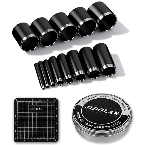 Leather Circle Cutter Tool Set, 13 Pieces Small Circle Punch Tools 1/3/5/7/9/11/13/15/17/19/21/23/25mm, High Carbon Steel Round Cutting Dies - Leather Hole Punch Tool Kit for DIY Leathercrafts in Saudi Arabia