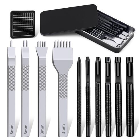 Leather Stitching Punch Hole Punch Tool Set, 4mm 1/2/4/6 Prong Punch Chisel in Kuwait
