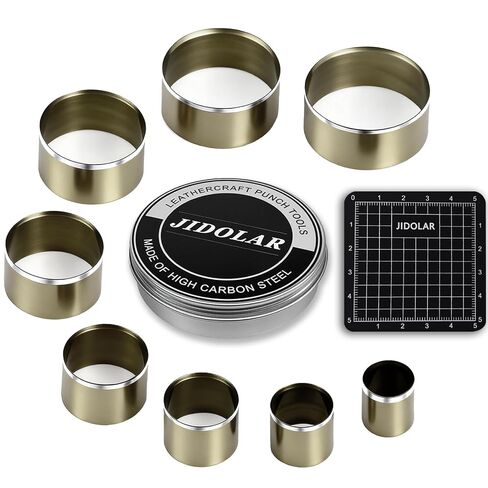 Leather Circle Cutter Tool Set, 12 Pieces Small Circle Punch Tools 2/4/6/8/10/12/14/16/18/20/22/24mm, High Carbon Steel Round Cutting Dies - Leather Hole Punch Tool Kit for DIY Leathercrafts in Saudi Arabia