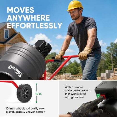 XtremepowerUS 550W Portable Electric Concrete Mixer Cement Mixing Barrow Machine Mixing Mortar Handle with Wheel (4.6 cu/ft.) in Kuwait
