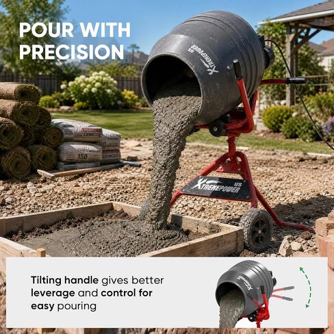 XtremepowerUS 550W Portable Electric Concrete Mixer Cement Mixing Barrow Machine Mixing Mortar Handle with Wheel (4.6 cu/ft.) in Kuwait