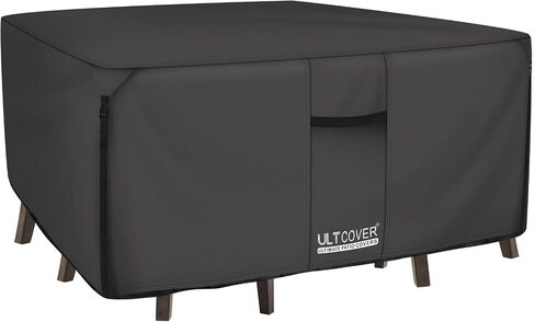 غطاء طاولة وكرسي من القماش المتين مستطيل الشكل من ULTCOVER 600D - أغطية أثاث للأغراض العامة للاستخدام الخارجي مقاومة للماء مقاس 111 × 74 بوصة، أسود in Kuwait