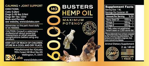 Buster's Hemp Oil for Dogs & Cats, Calm, Joint, Coat, 2-Pack 60ml in Kuwait