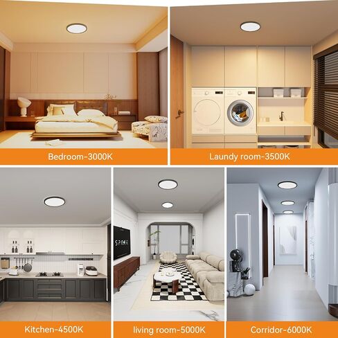 WKONCLDY 6PACK 3200lm LED Flush Mount Super Slim 12 بوصة LED 5000K ضوء السقف LED النهاري لغرفة النوم وغرفة المعيشة وغرفة الطعام (أبيض) in Kuwait