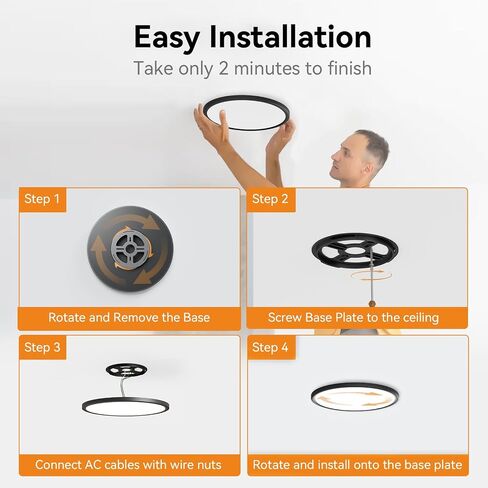 WKONCLDY 6PACK 3200lm LED Flush Mount Super Slim 12 بوصة LED 5000K ضوء السقف LED النهاري لغرفة النوم وغرفة المعيشة وغرفة الطعام (أبيض) in Kuwait