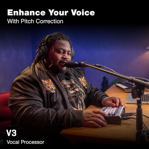 Zoom V3 Vocal Processor, Harmony, Pitch Correction, Reverb, Delay, 16 Studio Grade Effects, Battery Powered, for Streaming, Recording, and Live Performance in Kuwait
