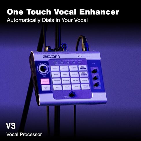 Zoom V3 Vocal Processor, Harmony, Pitch Correction, Reverb, Delay, 16 Studio Grade Effects, Battery Powered, for Streaming, Recording, and Live Performance in Kuwait