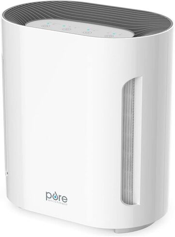 Pure Enrichment® PureZone™ Air Purifier for Medium-Large Rooms, UV-C Light, 3 Stage Filtration, H13 HEPA Filter Helps Remove up to 99.97% of Bacteria, Allergens, Germs, Smoke, Dust (White) in Kuwait