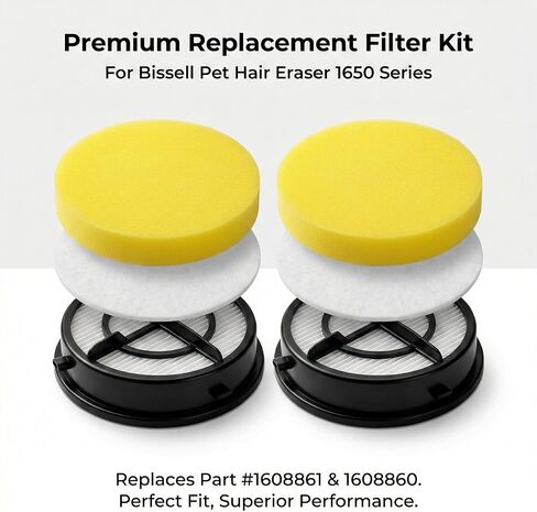 2Pack 16871 16881 Filters for Bissell Pet Hair Eraser Febreze Upright Vacuum Cleaners Replacements Model 1650 Series, 1650A, 1650C, Part 1608861, 1608860 in Saudi Arabia