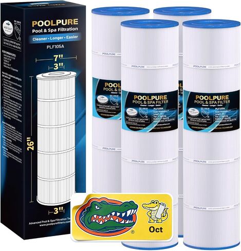 POOLPURE PCC105-PAK4 Replaces Pentair CCP420, 178584, Ultral-A6, Unicel C-7471, 817-0106, R173576, Filbur FC-1977, 570-0425-07, Pentair Clean and Clear Plus 420, L x OD: 26"x7", 4X105 sq.ft. Cartridge in Saudi Arabia