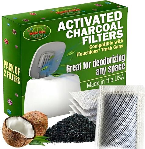 Green Piece® Activated Charcoal Filters for Odor Removal | Charcoal Deodorizer Compatible with ITouchless Trash Cans - Pack of 2 in Saudi Arabia
