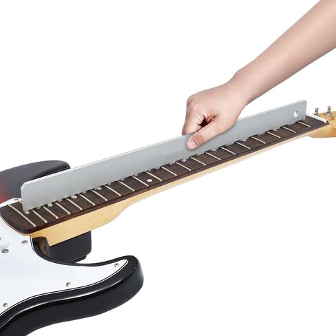 Frautron Guitar Neck Notched Straight Edge, 4mm Thick Aluminum Guitar Neck Maintenance Setup Tool, Pro Luthiers Repair Tool for Gibson 24.75" Fender 25.5" and Most of Guitar Fretboard and Frets in Saudi Arabia