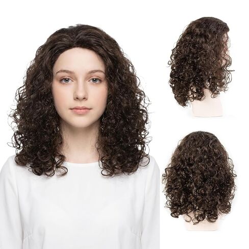 Onedor HairWiz: 20-inch Chocolate Brown Curly Wig - Perfect for Halloween & Cosplay with Included Wig Cap (Kids Size) in Saudi Arabia