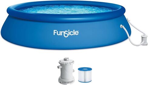 Funsicle 15' x 36" Quickset Round Inflatable Ring Top Outdoor Above Ground Round Swimming Pool Set with Pump and Type D Cartridge Filter in Kuwait