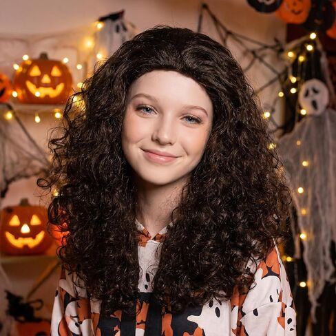 Onedor HairWiz: 20-inch Chocolate Brown Curly Wig - Perfect for Halloween & Cosplay with Included Wig Cap (Kids Size) in Saudi Arabia