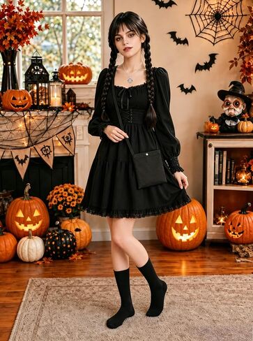 8 Piece Black Braided Wig Set for Girls Cosplay Kid Halloween Costumes in Kuwait