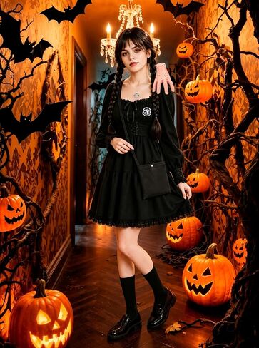 8 Piece Black Braided Wig Set for Girls Cosplay Kid Halloween Costumes in Kuwait