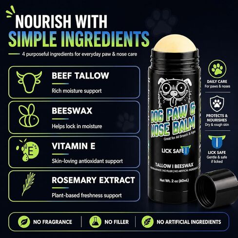 2oz Beef Tallow Dog Nose Snout Balm & Paw Lick-Safe Soothing Protector in Kuwait