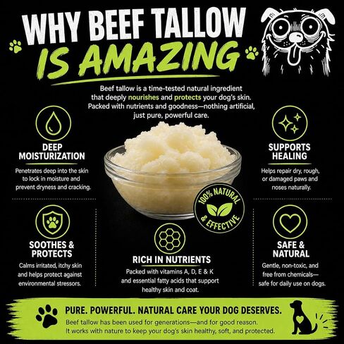 2oz Beef Tallow Dog Nose Snout Balm & Paw Lick-Safe Soothing Protector in Kuwait