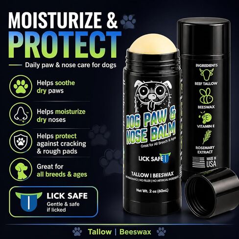 2oz Beef Tallow Dog Nose Snout Balm & Paw Lick-Safe Soothing Protector in Kuwait