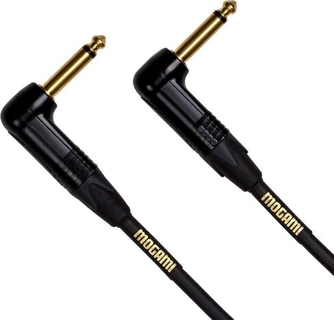 Mogami Gold INSTRUMENT-06RR Guitar Instrument Cable, 1/4" TS Male Plugs, Gold Contacts, Right Angle Connectors, 6 Foot in Kuwait