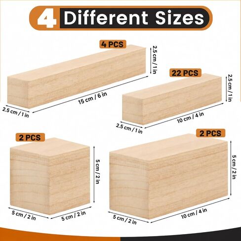 30PCS Basswood Carving Blocks, Whittling Wood Blocks in 4 Sizes for Crafts in Saudi Arabia