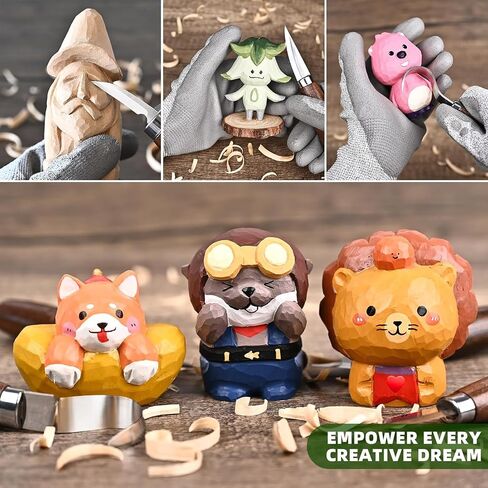 IMYMEE Wood Whittling Kit for Beginners-Complete Whittling Set with 4pcs Wood Carving Knives & 8pcs Basswood Wood Blocks-Perfect Wood Carving Kit Set-Includes Wood Carving Tools for Adults and Kids in Kuwait