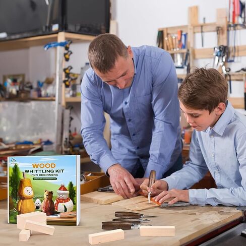 IMYMEE Wood Whittling Kit for Beginners-Complete Whittling Set with 4pcs Wood Carving Knives & 8pcs Basswood Wood Blocks-Perfect Wood Carving Kit Set-Includes Wood Carving Tools for Adults and Kids in Kuwait