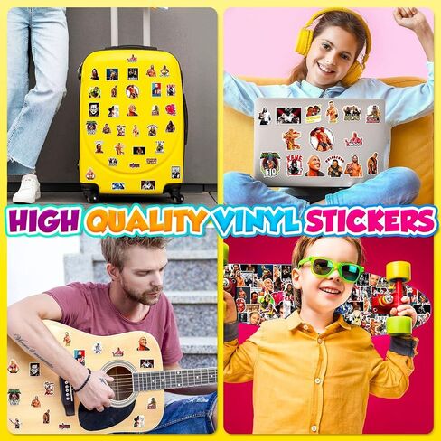 50Pcs Wrestling Stickers for Water Bottle, Cool Waterproof Vinyl Stickers for Adult Teen Girl Kids Laptop Skateboard Bike Guitar Laggage Travel Case Helmet Notebook Scrapbook in Kuwait