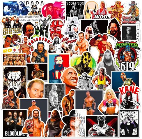 50Pcs Wrestling Stickers for Water Bottle, Cool Waterproof Vinyl Stickers for Adult Teen Girl Kids Laptop Skateboard Bike Guitar Laggage Travel Case Helmet Notebook Scrapbook in Kuwait