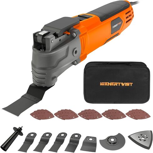 ENERTWIST Oscillating Tool, 4.2 Amp Oscillating Multitool Kit with 5° Oscillation Angle, 6 Variable Speed, 31pcs Saw Accessories, Auxiliary Handle and Carrying Bag, ET-OM-500 in Saudi Arabia