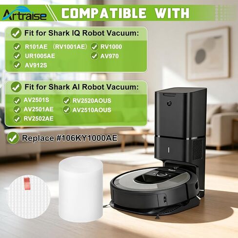 Filter Replacement Compatible With Shark IQ Robot Vacuum Cleaner R101AE RV1001AE UR1005AE Self-Empty Base, Compare to Part # 106KY1000AE (4 Pack) in Saudi Arabia