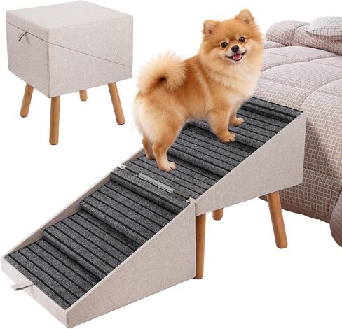 17" H Split Ottoman Dog Ramp for Couch, Foldable Dog Stairs for Small Dogs in Kuwait